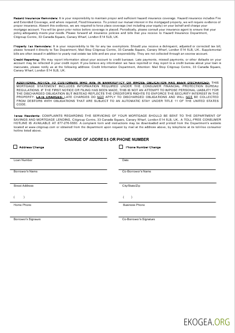 Relevé hypothécaire de la banque Citibank du Royaume , Uni aux formats Word et PDF 3